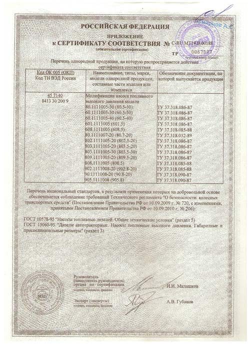 Сертификат соответствия